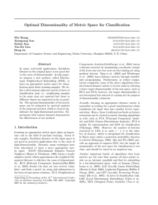 Optimal Dimensionality of Metric Space for Classification