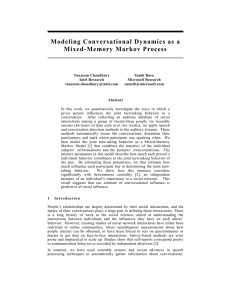 Modeling Conversational Dy namics as a Mixed-Memory  Markov Process