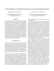 LATENT DIRICHLET DECOMPOSITION FOR SINGLE CHANNEL SPEAKER SEPARATION