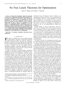 No Free Lunch Theorems for Optimization a priori