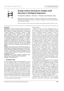 BIOINFORMATICS Greedy mixture learning for multiple motif discovery in biological sequences Konstantinos Blekas