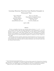 Learning Monotone Functions from Random Examples in Polynomial Time