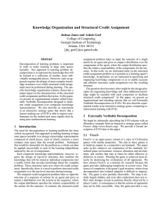Knowledge Organization and Structural Credit Assignment Joshua Jones and Ashok Goel Abstract