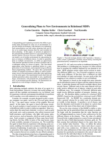 Generalizing Plans to New Environments in Relational MDPs Carlos Guestrin Daphne Koller