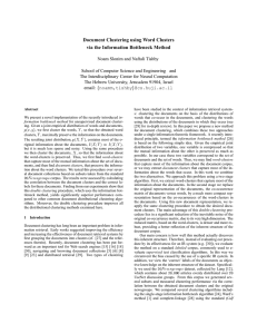 Document Clustering using Word Clusters via the Information Bottleneck Method