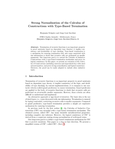 Strong Normalization of the Calculus of Constructions with Type-Based Termination Benjamin Gr´