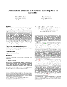 Decentralized Execution of Constraint Handling Rules for Ensembles Edmund S. L. Lam