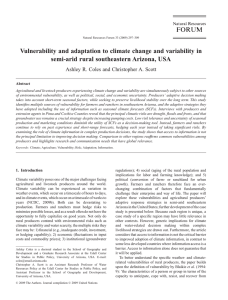 Vulnerability and adaptation to climate change and variability in