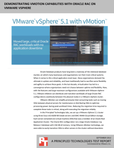 DEMONSTRATING VMOTION CAPABILITIES WITH ORACLE RAC ON VMWARE VSPHERE