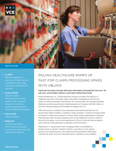 MOLINA HEALTHCARE RAMPS UP FAST FOR CLAIMS PROCESSING SPIKES WITH VBLOCK Client