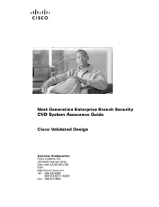 Next Generation Enterprise Branch Security CVD System Assurance Guide Cisco Validated Design