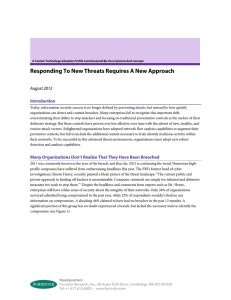 Responding To New Threats Requires A New Approach August 2012 Introduction