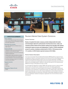Reuters Market Data System Solutions Partner Overview ExEcutIvE SummARy