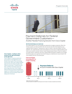 Payment Deferrals for Federal Government Customers— Program Overview