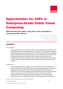 Opportunities for CSPs in Enterprise-Grade Public Cloud Computing
