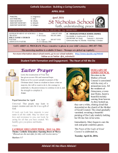 Easter Prayer Catholic Education:  Building a Caring Community Devotion to the