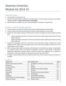 Swansea University Module list 2014-15 Important notes: