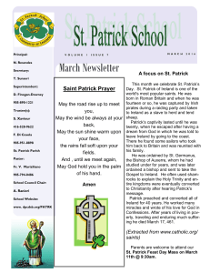 March Newsletter  Saint Patrick Prayer A focus on St. Patrick