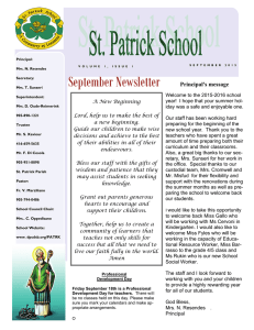 September Newsletter  Principal’s message