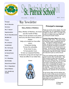 May Newsletter  Principal’s message Mary, Mother of Mothers
