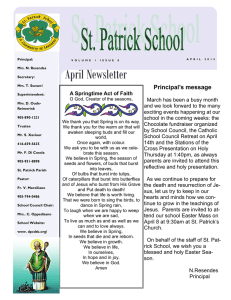 April Newsletter  Principal’s message