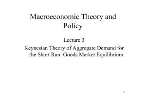Macroeconomic Theory and Policy Lecture 3 Keynesian Theory of Aggregate Demand for