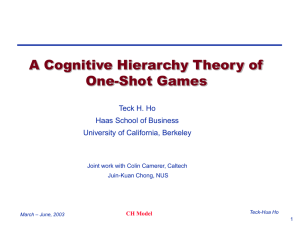 A Cognitive Hierarchy Theory of One-Shot Games Teck H. Ho