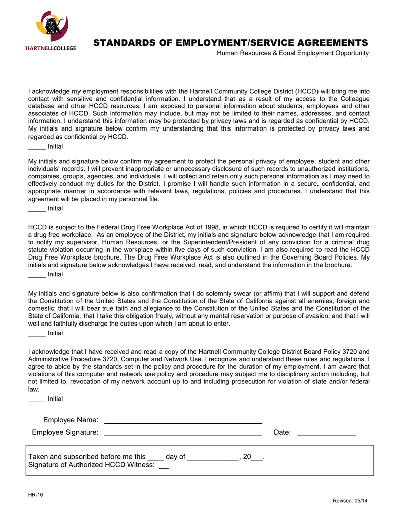 Human Resources Service Agreement Template