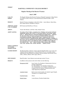 Adopted HARTNELL COMMUNITY COLLEGE DISTRICT  Regular Meeting of the Board of Trustees