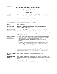 Adopted HARTNELL COMMUNITY COLLEGE DISTRICT  Regular Meeting of the Board of Trustees