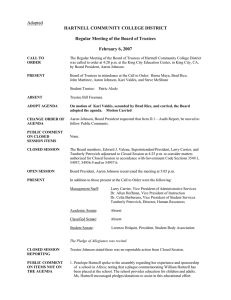 Adopted HARTNELL COMMUNITY COLLEGE DISTRICT  Regular Meeting of the Board of Trustees