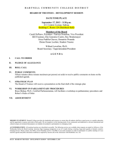 BOARD OF TRUSTEES – DEVELOPMENT SESSION  DATE/TIME/PLACE