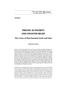 PRIVATE AUTHORITY AND DISASTER RELIEF The Cases of Post-Tsunami Aceh and Nias CRITIQUE