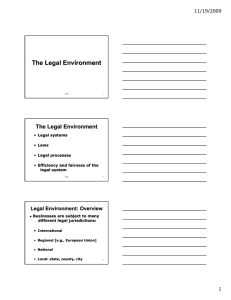 The Legal Environment Legal Environment: Overview 11/19/2009