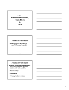 Financial Statements, Cash Flows &amp; Taxes