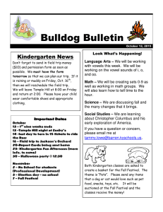 Bulldog Bulletin  Kindergarten News Look What’s Happening!