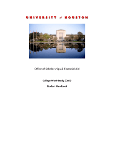 Office of Scholarships &amp; Financial Aid College Work-Study (CWS) Student Handbook