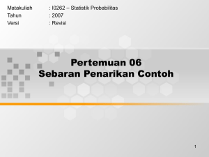 Pertemuan 06 Sebaran Penarikan Contoh – Statistik Probabilitas Matakuliah