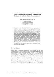 Tactile Hand Gesture Recognition through Haptic Feedback for Affective Online Communication