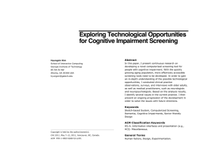 Exploring Technological Opportunities for Cognitive Impairment Screening Abstract
