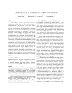 Group Sparsity in Nonnegative Matrix Factorization ∗ Jingu Kim Renato D. C. Monteiro