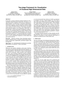 Two-stage Framework for Visualization of Clustered High Dimensional Data Jaegul Choo Shawn Bohn