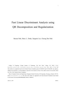 Fast Linear Discriminant Analysis using QR Decomposition and Regularization