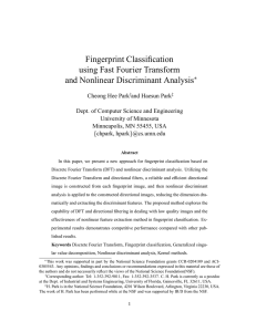 Fingerprint Classification using Fast Fourier Transform and Nonlinear Discriminant Analysis