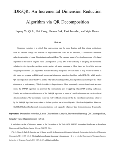 IDR/QR: An Incremental Dimension Reduction Algorithm via QR Decomposition