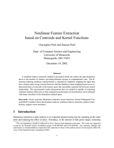 Nonlinear Feature Extraction based on Centroids and Kernel Functions