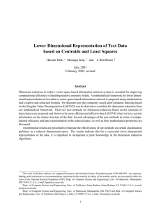 Lower Dimensional Representation of Text Data Haesun Park, Moongu Jeon,