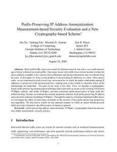 Prefix-Preserving IP Address Anonymization: Measurement-based Security Evaluation and a New Cryptography-based Scheme