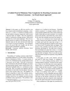 A Unified Proof of Minimum Time Complexity for Reaching Consensus... Uniform Consensus – An Oracle-based Approach