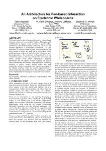 An Architecture for Pen-based Interaction on Electronic Whiteboards Takeo Igarashi